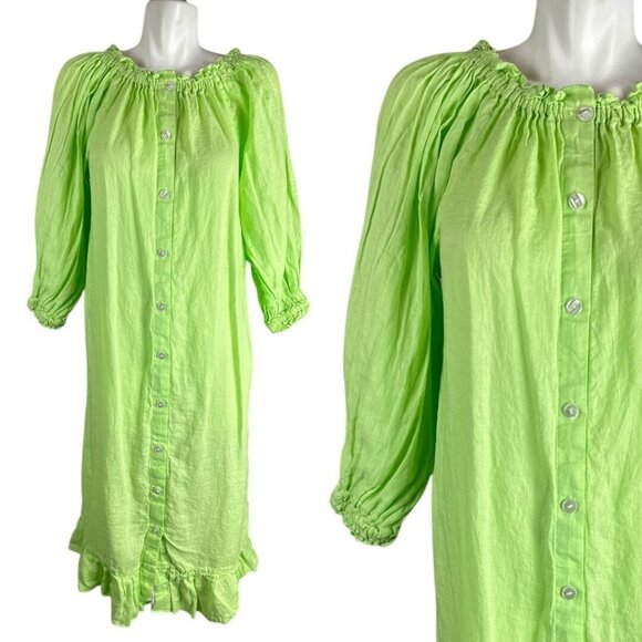 Sleeper Sleeper 100% Linen Loungewear Dress Lime Green Sz 1 Small Womens $318 - Picture 2 of 10